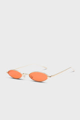 Red and gold lined slim oval sunglasses