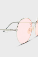 Pale pink and gold lined round sunglasses