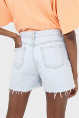 Light blue raw hem denim shorts - 2246