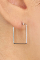 Silver small square earrings