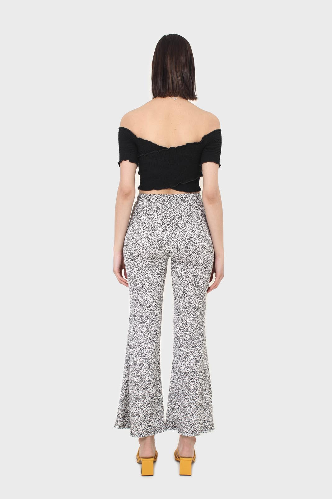 Black ruched cropped off shoulder tee