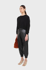 Black cropped thick trim sweatshirt