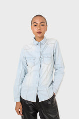 Light blue chest pocket denim shirt