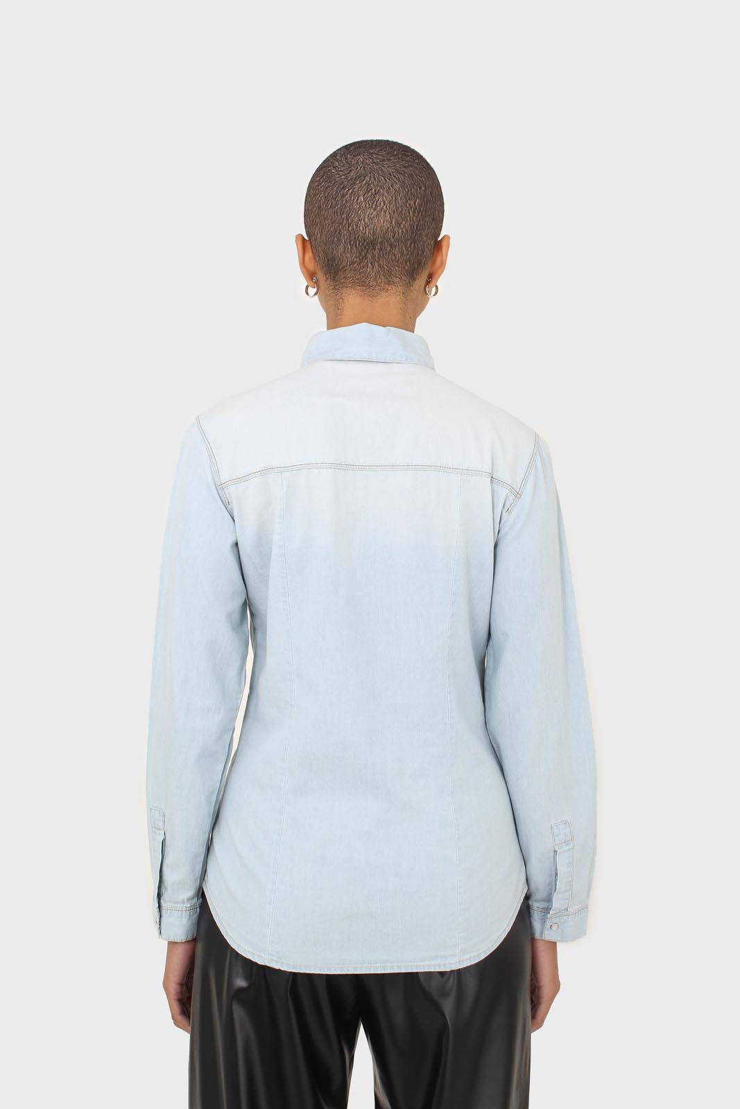 Light blue chest pocket denim shirt