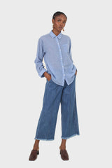 Blue loose fit soft linen shirt