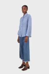 Blue loose fit soft linen shirt