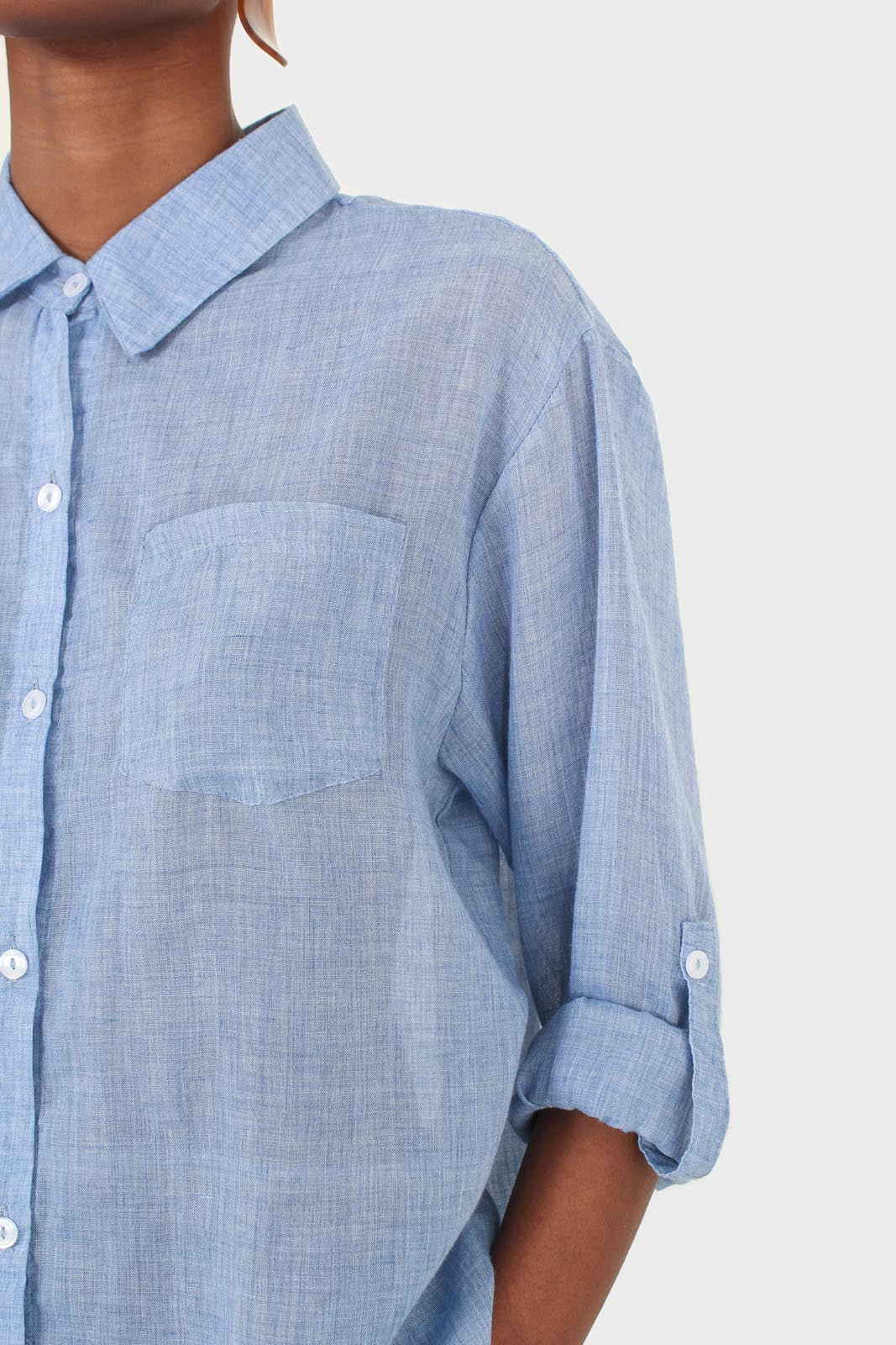 Blue loose fit soft linen shirt