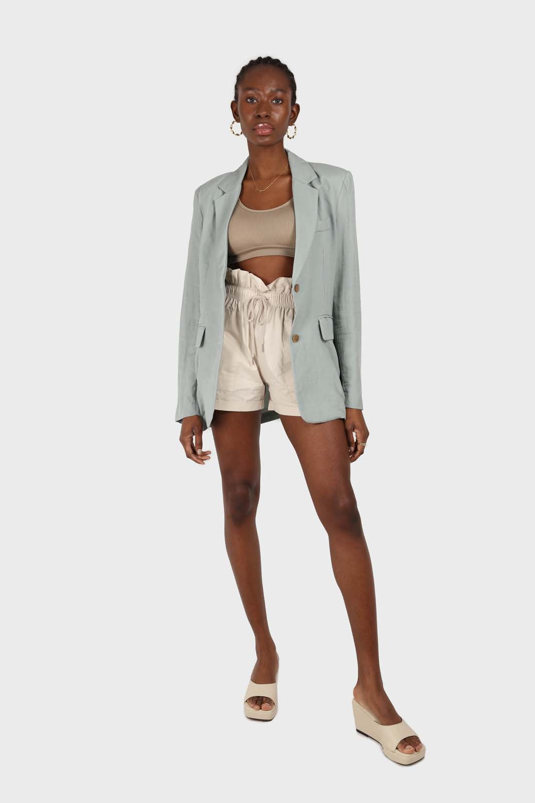 Mint soft oversized linen blazer