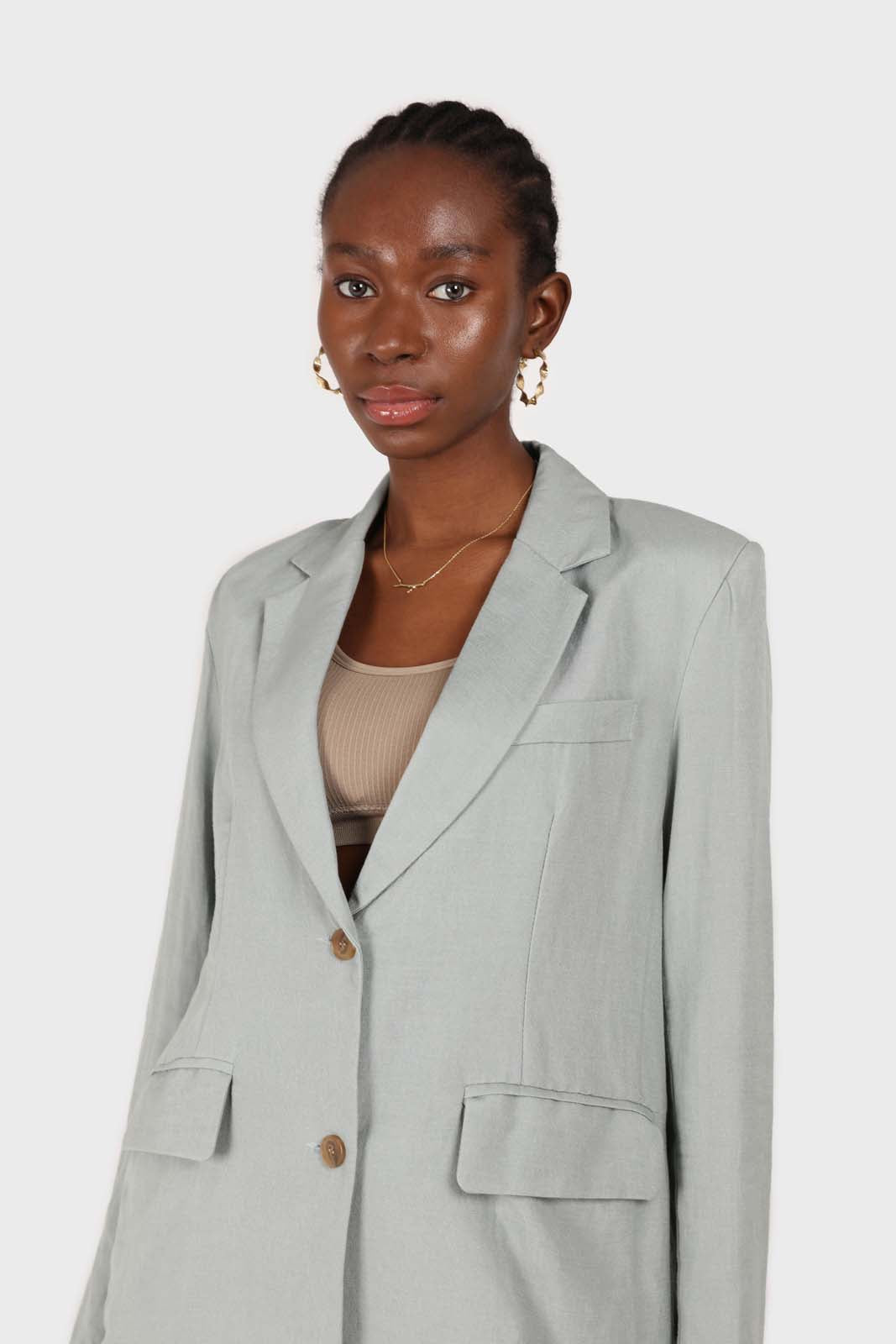 Mint soft oversized linen blazer