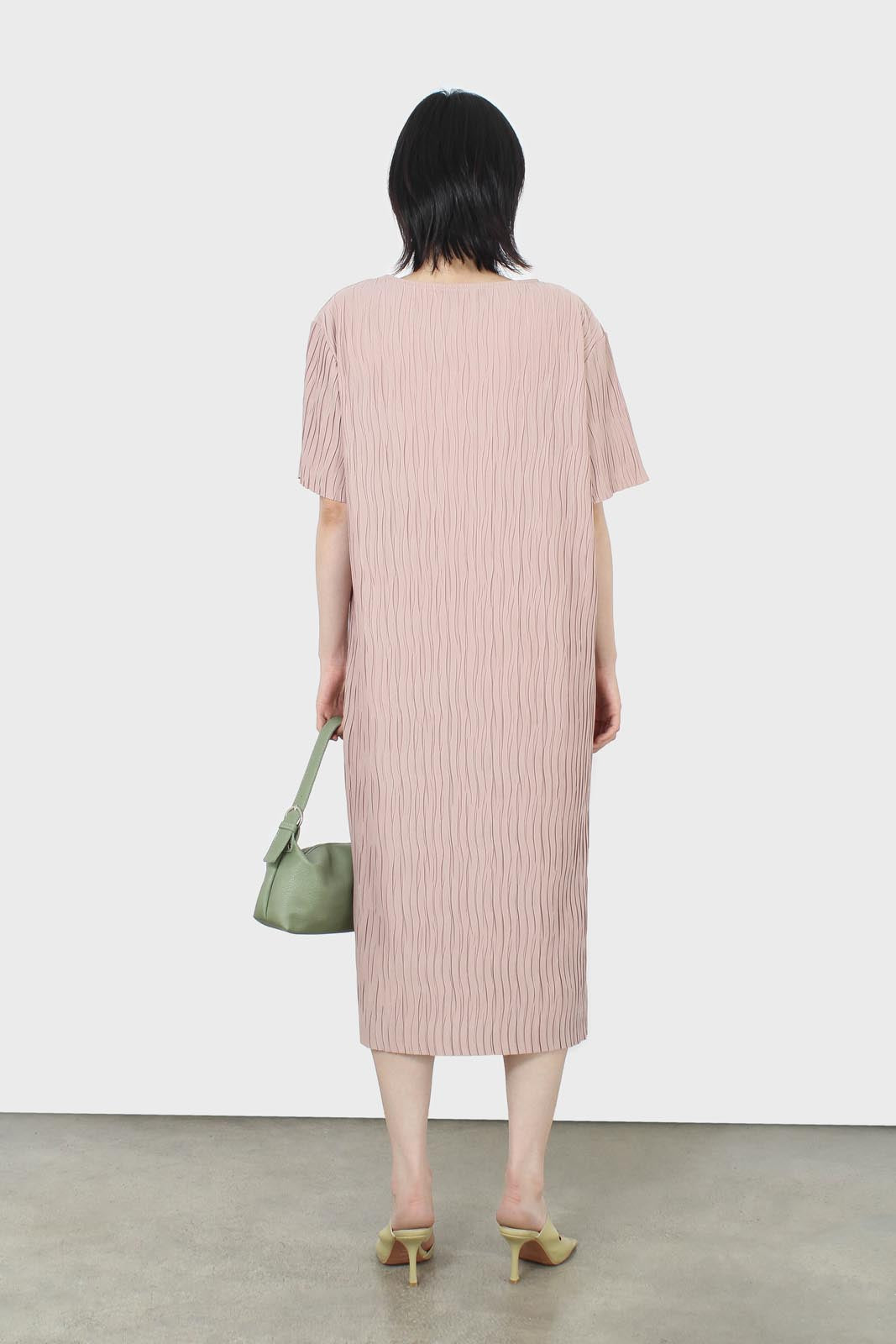 Dusty pink wrinkle tunic maxi dress