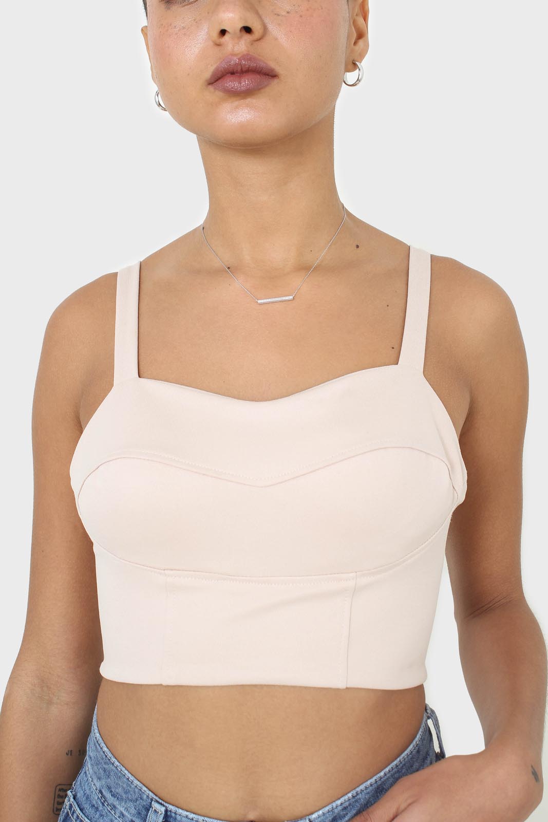 Beige thick strap corset bustier
