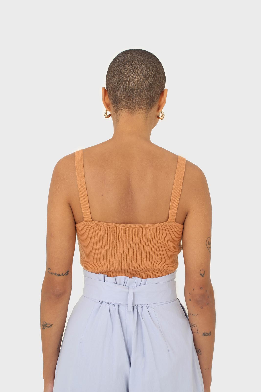 Pale blue circle belt wide fit trousers