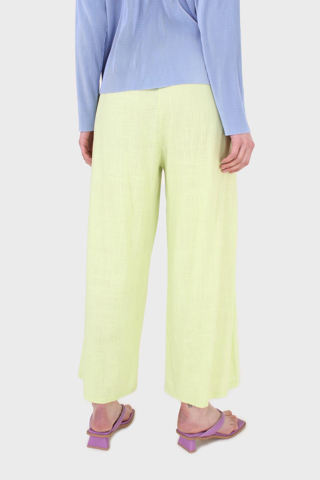 Neon green loose fit linen trousers
