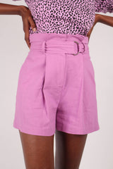 Bright purple tie waist wide fit shorts