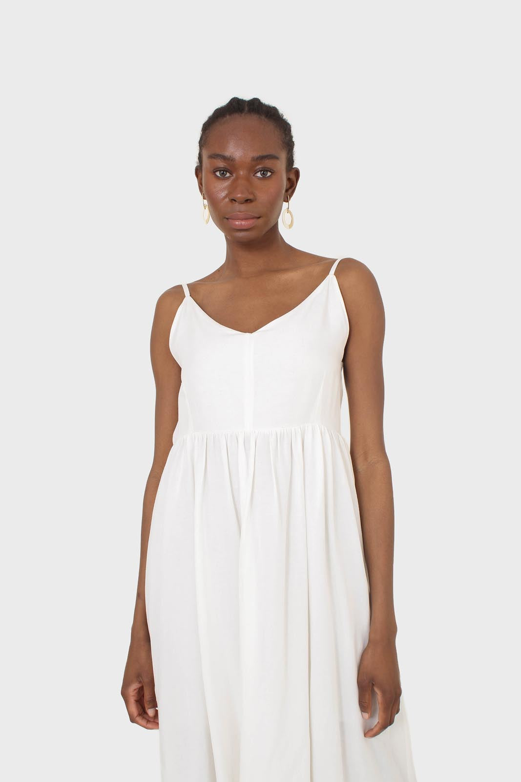 Ivory strappy open back maxi dress