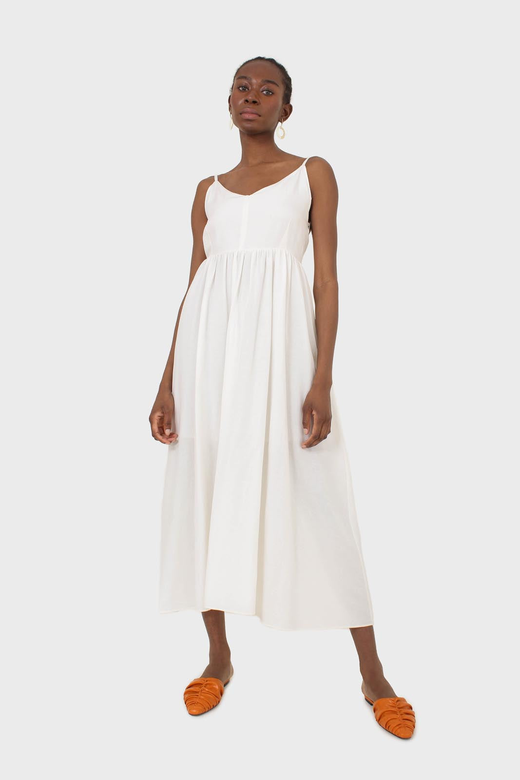 Ivory strappy open back maxi dress
