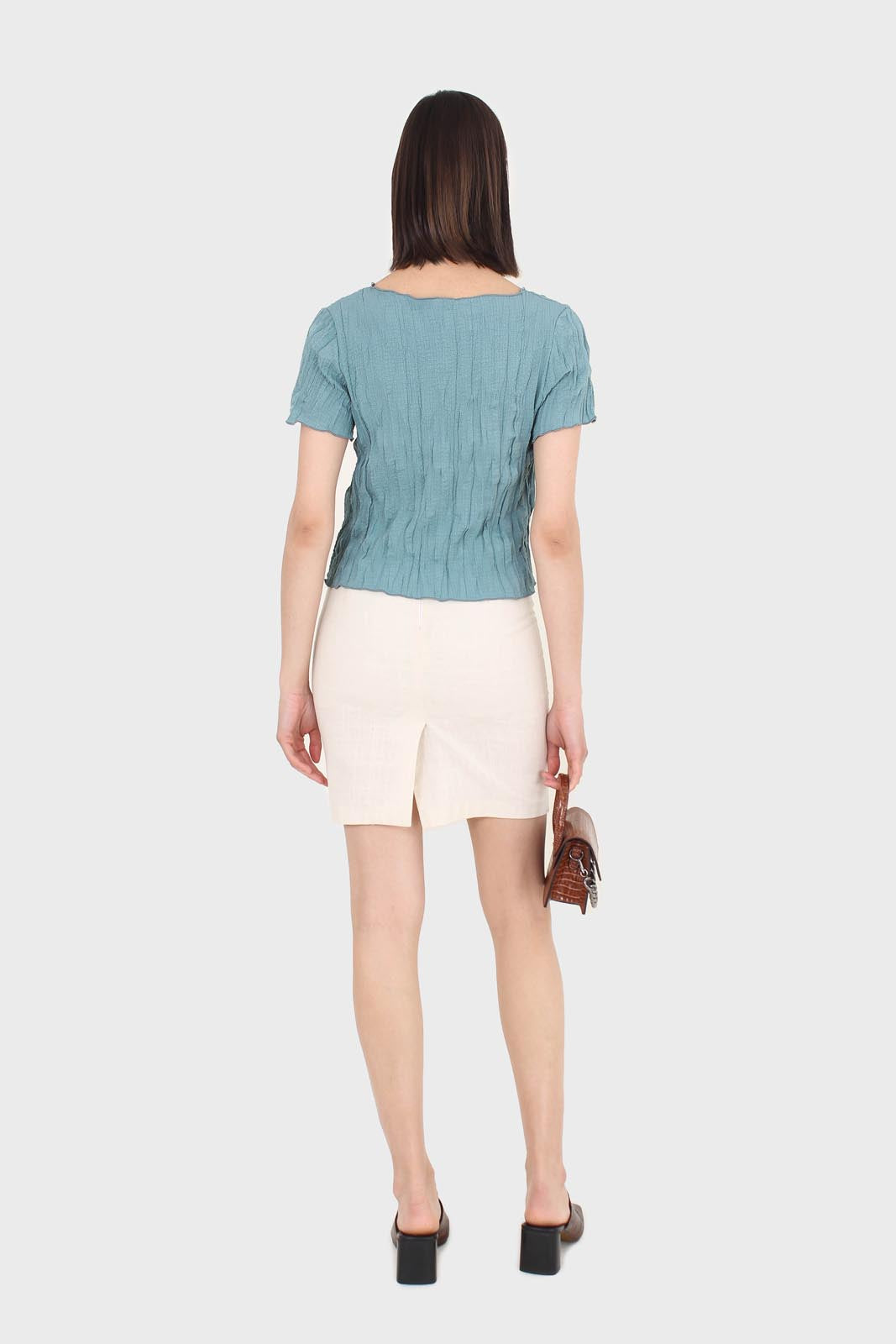 Ivory simple linen pencil skirt