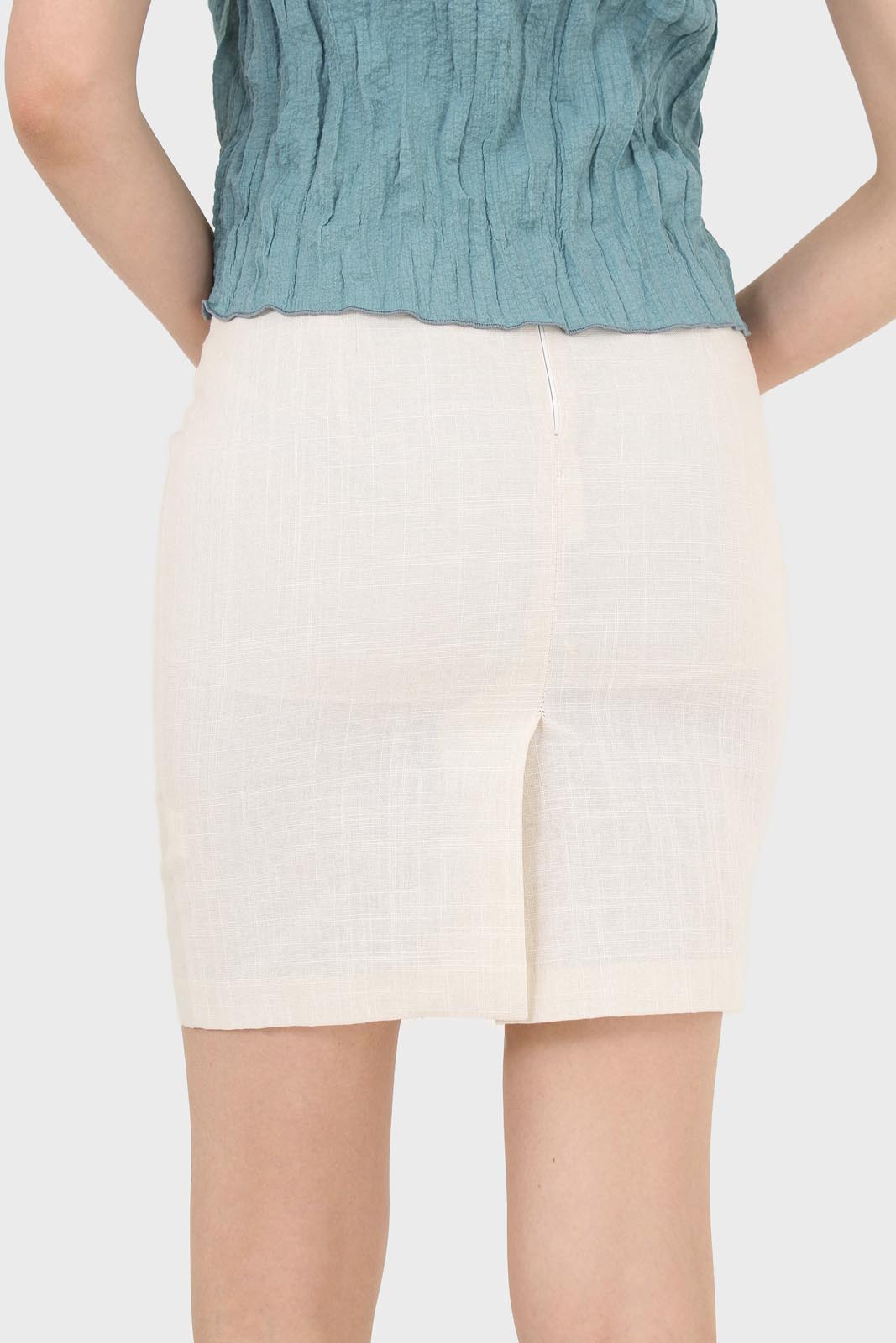 Ivory simple linen pencil skirt