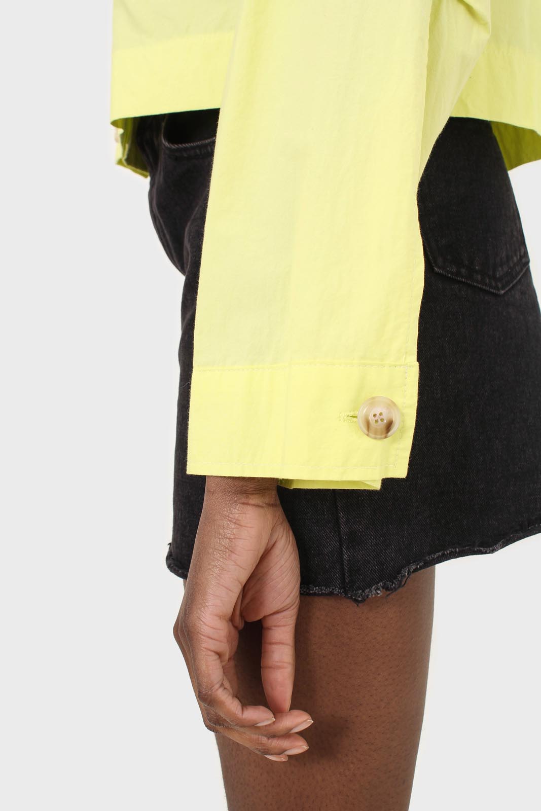 Neon yellow patch pocket cropped jacket