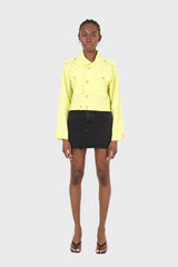 Neon yellow patch pocket cropped jacket