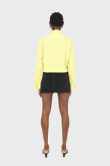 Neon yellow patch pocket cropped jacket