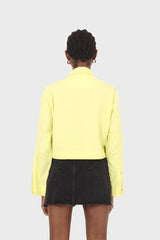 Neon yellow patch pocket cropped jacket
