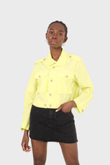 Neon yellow patch pocket cropped jacket