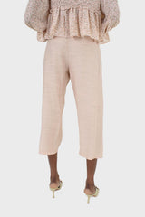 Beige loose fit silky trousers