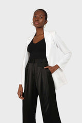 Ivory single breasted oversized linen blazer