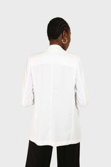 Ivory single breasted oversized linen blazer
