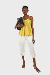 Mustard pull string thin strap tank