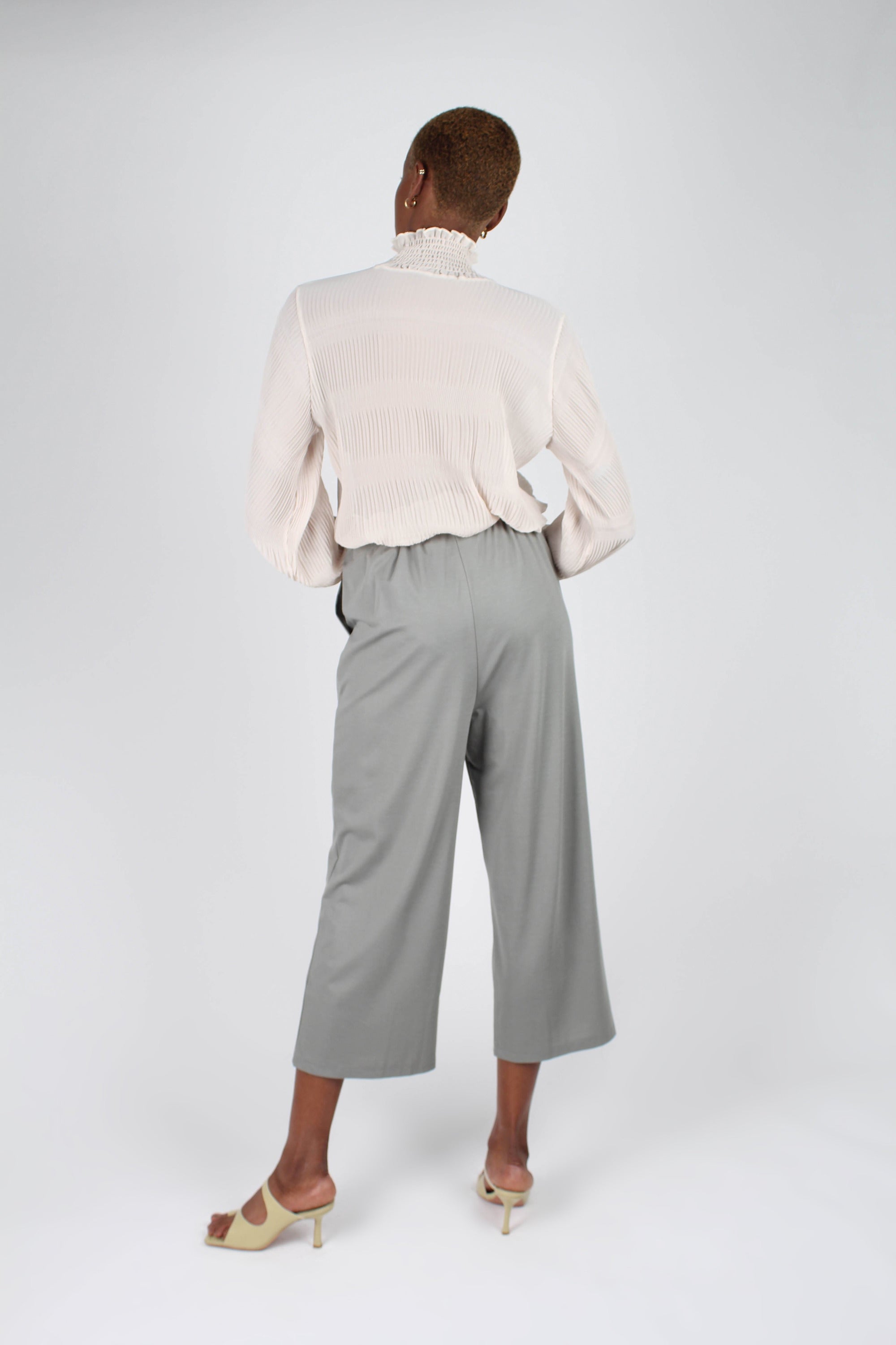 Khaki patch pocket loose fit trousers