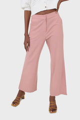 Dusty pink linen boot cut trousers