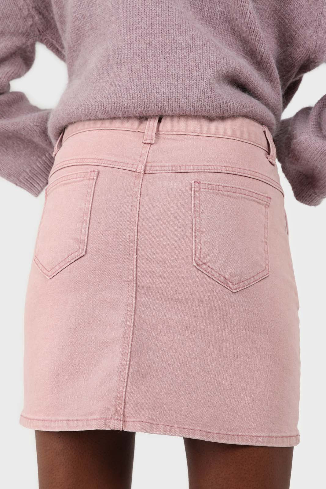 Pink patch pocket mini skirt