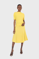 Bright yellow soft midi skirt