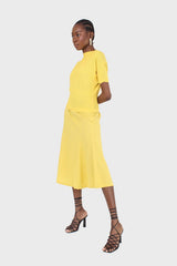 Bright yellow soft midi skirt