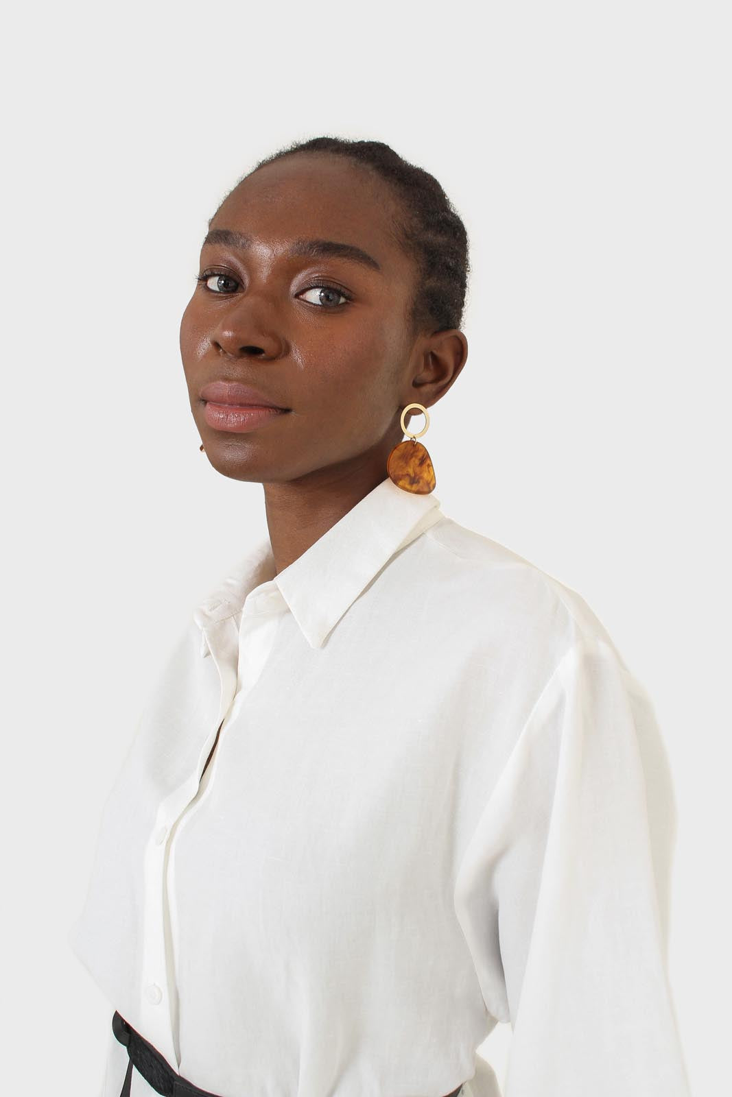 Ivory simple linen shirt dress
