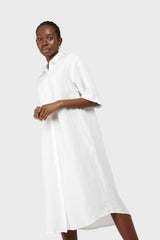 Ivory simple linen shirt dress