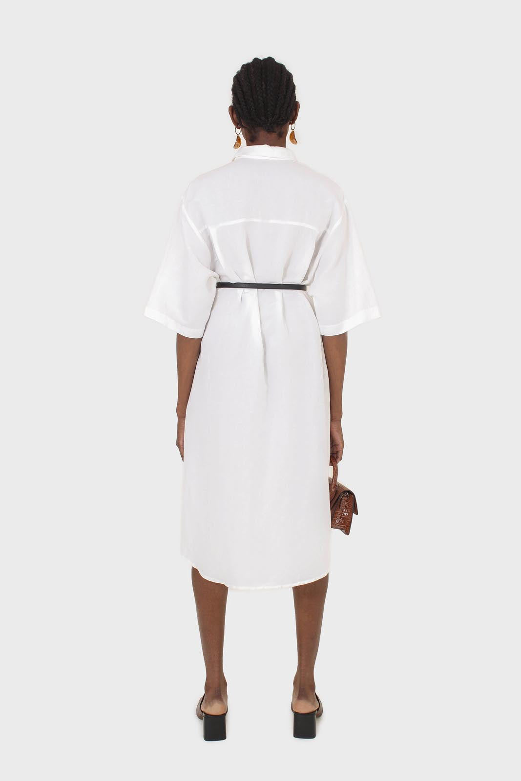 Ivory simple linen shirt dress
