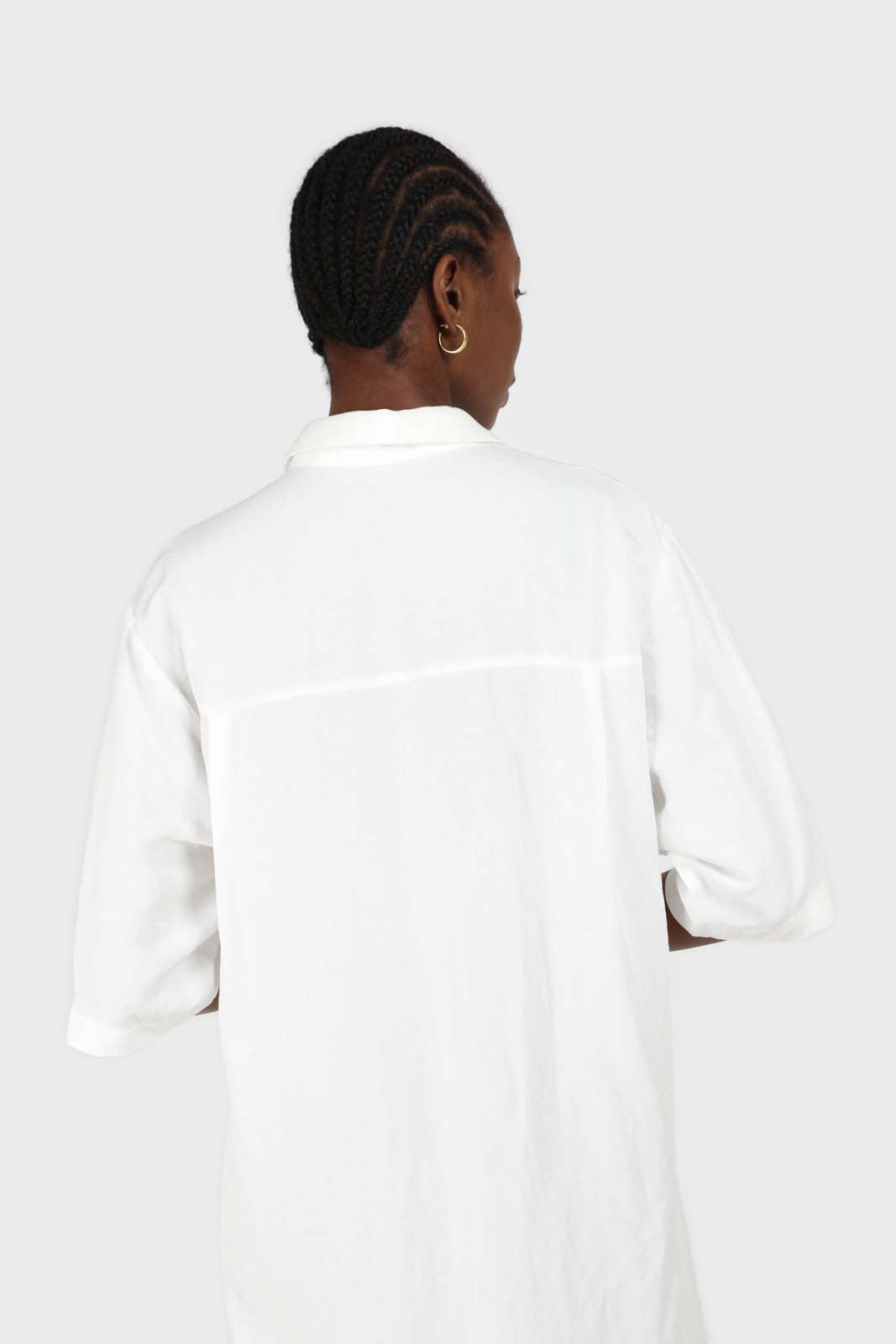 Ivory simple linen shirt dress
