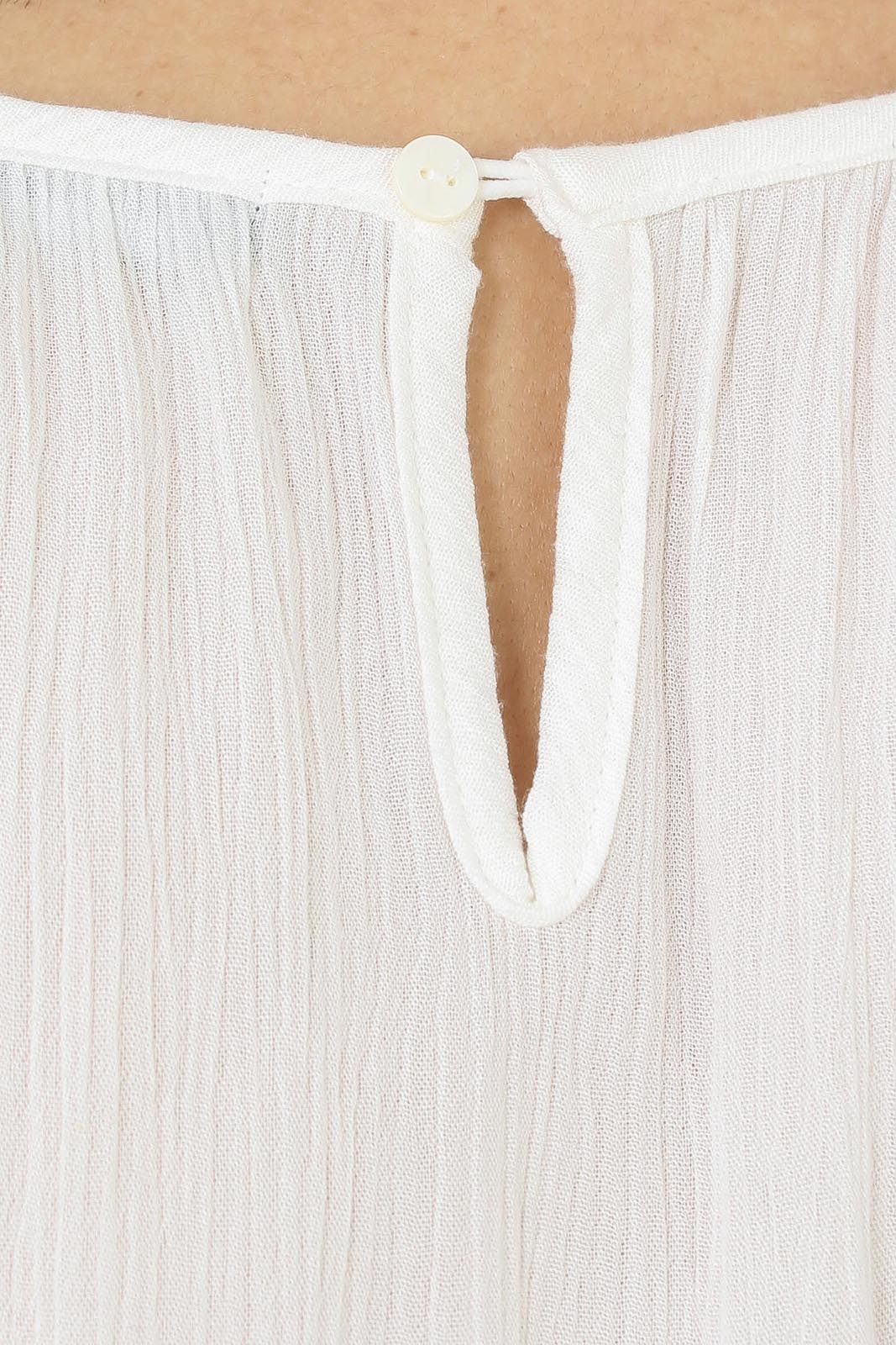 Ivory shirring sleeveless maxi dress