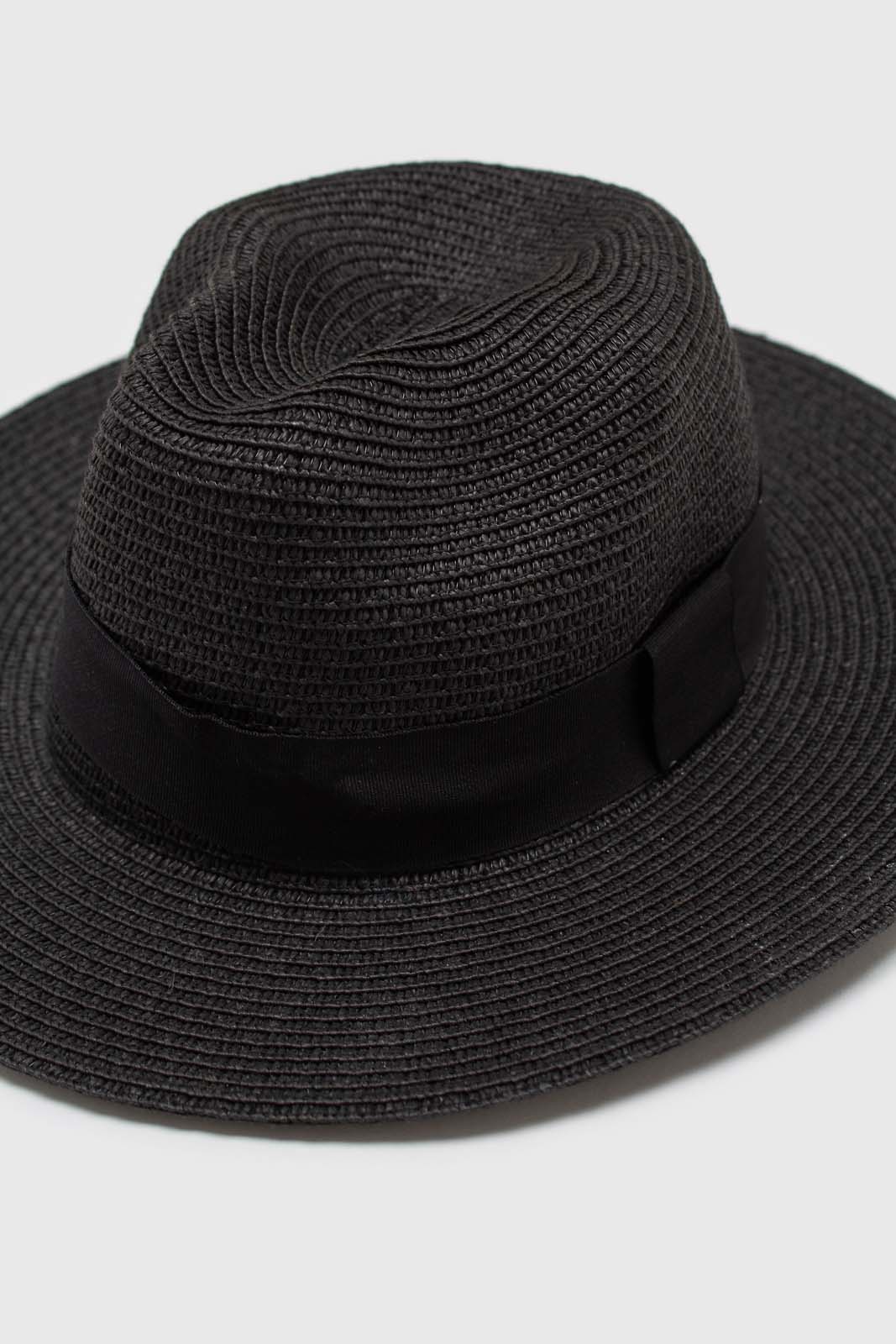 Black woven fedora hat