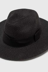 Black woven fedora hat