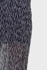Navy and white print pleated skirt