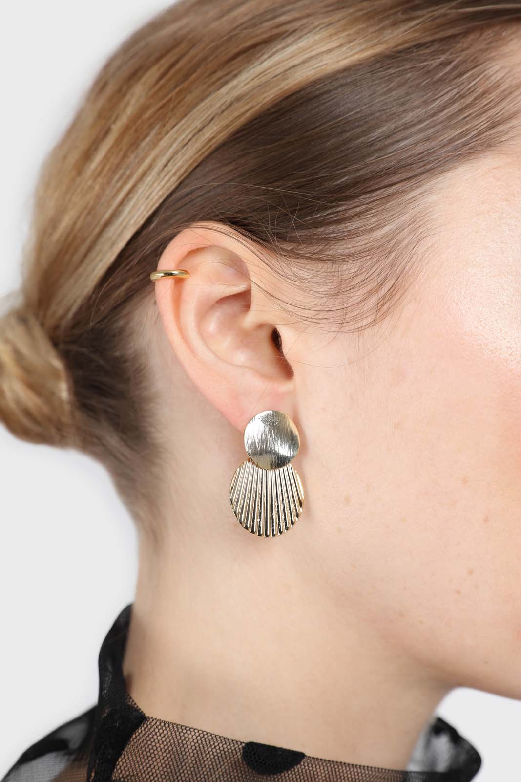 Large gold double circle earrings