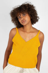 Mustard soft V-neck knit tank