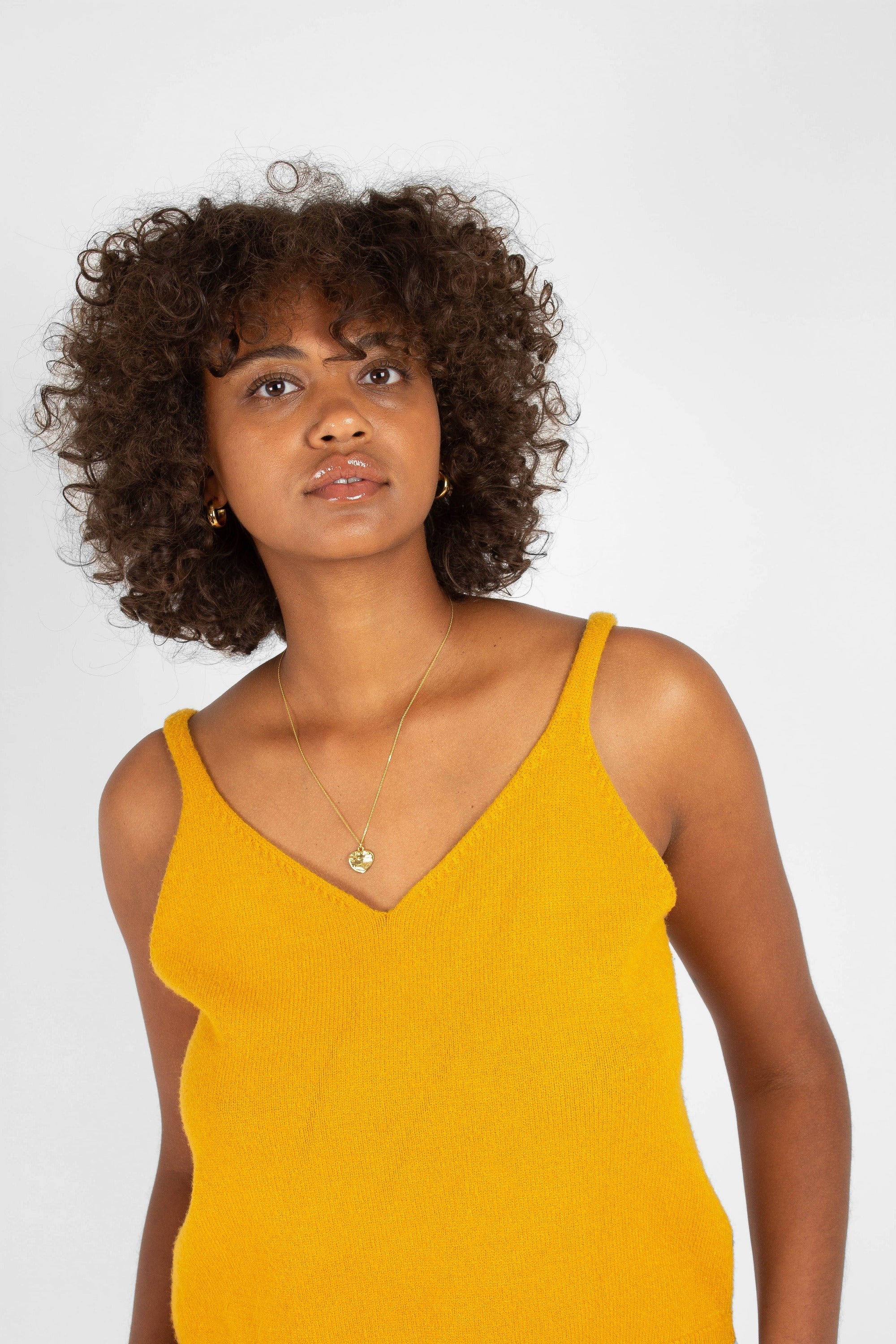 Mustard soft V-neck knit tank