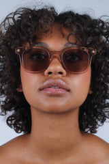 Beige thick square frame sunglasses