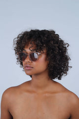 Beige thick square frame sunglasses