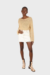 Yellow v-neck dropped shoulder loose fit jumper